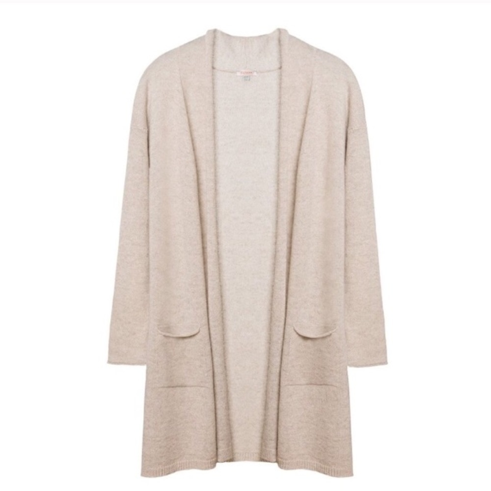 Cuyana Cashmere Open Cardigan in Beige